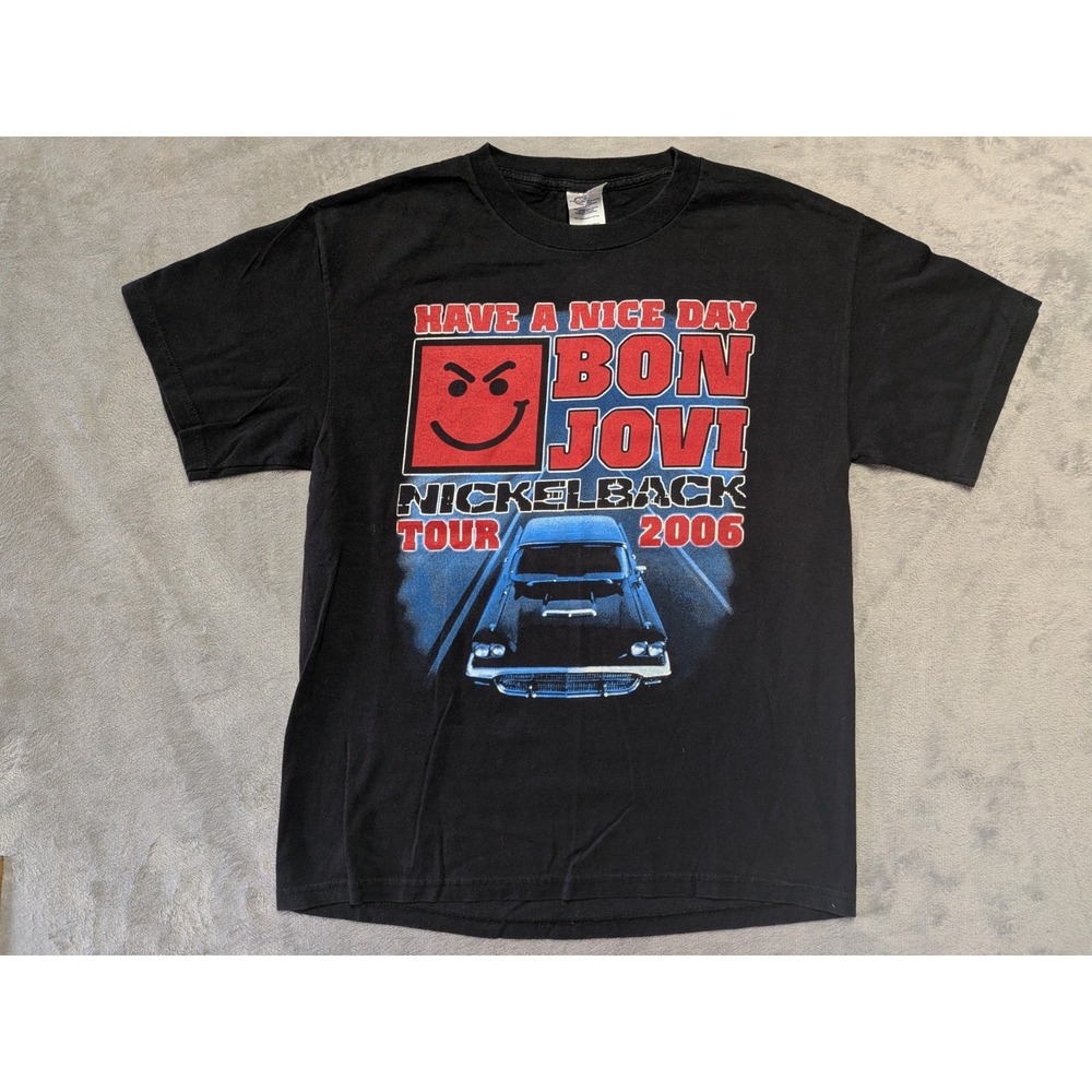 VTG Y2K 2006 Bon Jovi Nickel Back Have A Nice Day Tour T-shirt Size Medium